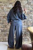 Lindin Linen Blend Kimono Top Washed Navy